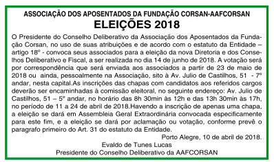 ELEIÇÕES AAFCorsan 2018